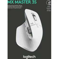 Logitech Maus MX Master 3S, Wireless, Bolt, Bluetooth, hellgrau Laser, Darkfield, 200-8000 dpi, 7 Tasten, Akku, Retail