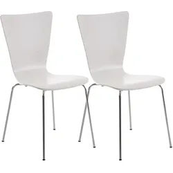 Décoshop26 - Set aus 2 stapelbaren Küchen-/Esszimmerstühlen aus weißem Holz mit stabilem vierbeinigem Metallgestell 10_0003076