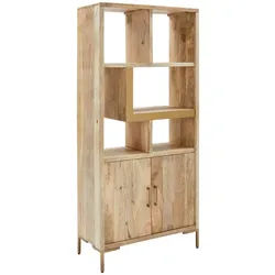 Mid.you Regal , Metall , Mangoholz , massiv , 1 Fächer , 88x192x40 cm , Handmade in India , stehend , Holzmöbel, Holzregale, Bücherregale Holz