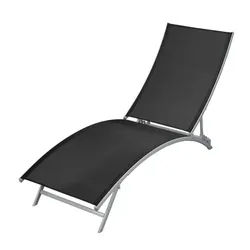 vidaXL Gartenliege Sonnenliege Stahl und Textilene Schwarz
