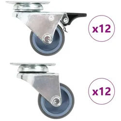 vidaXL Schwerlastrolle 24 Stk. Lenkrollen mit Zwillingsrad 50 mm, (24-St) grau