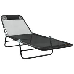 vidaXL Gartenliege Klappbare Sonnenliege Schwarz 182 x 55 x 85,5 cm Textilene, 1 St. schwarz
