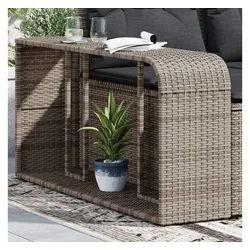 vidaXL Garderobe NA Outdoor-Rgale 2 Stk Grau Polyrattan Terrasse Beistelltisch grau