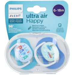 Philips Avent Ultra Air Happy Schnuller 6-18 Monate, Papa blau/weiß