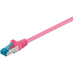 Goobay 10x Goobay 94143 CAT 6A Patchkabel, S/FTP (PiMF), magenta, 0.25 m - Netzwerkkabel