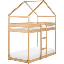 Beliani Hochbett 90x200 cm Heller Holzfarbton Labatut , Hellbraun , 90x200 cm , Babymöbel & Kindermöbel, Kinderzimmer & Jugendzimmer, Kinderbetten, Hochbetten