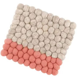 CILIO Untersetzer aus 100% Schafwolle LANA DUE eckig 21 x 21 cm beige-coral