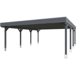 Skan Holz Grunewald - Flachdach Carport aus Leimholz Breite 622 cm Gr. 2 - 622 x 796 cm Nut- und Feder Dachschalung mit EPDM-Dachfolie schiefergrau Holzcarport