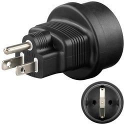 Netzadapter Schutzkontaktbuchse (Typ F, CEE 7/3) > US/Japan-Stecker (Typ B, NEMA 5-15, 3-polig)