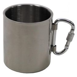 MFH | Fox Outdoor | Tasse | Edelstahl-Becher | Karabiner | doppelwandig | isoliert | ca. 300 ml