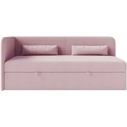 Selsey Jugendbett Calmmo Rosa mit Chenille-Bezug, Kopfteil links , Pink , Textil , 90x200 cm , Babymöbel & Kindermöbel, Kinderzimmer & Jugendzimmer, Kinderbetten, Kinderbetten & Jugendbetten