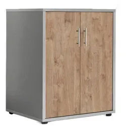 Mid.you Aktenschrank , Grau, Eichefarben , Holzwerkstoff , 2 Fächer , 54x74x50 cm , Made in Germany , erweiterbar , Büromöbel, Büroschränke, Aktenschränke