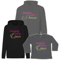 G-graphics Kapuzenpullover Mother of a Princess & Daughter of a Queen (Familienset, Einzelteile zum selbst zusammenstellen) Kinder & Erwachsenen-Hoodie & Baby Sweater schwarz 116