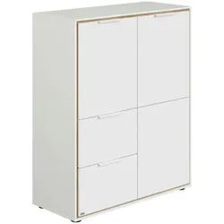 Paidi Babyregal , Weiß, Eichefarben , Holzwerkstoff , 5 Fächer , 2 Schubladen , 97.2x115.2x38.8 cm , Blauer Engel, Goldenes M , Baby & Kindermöbel, Babyzimmer, Babyzimmer-serien