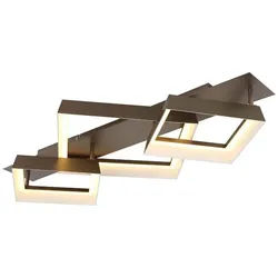 GLOBO LIGHTING LED Deckenleuchte, LED-Leuchtmittel fest verbaut, Warmweiß, Deckenlampe LED Wohnzimmerleuchte Metall opal kaffeefarben L 85 cm braun