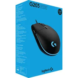 Logitech Gaming Maus G203, USB, schwarz Optisch, 8000 dpi, 6 Tasten, Lightsync, Retail