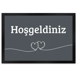 Fußmatte Fußmatte Hosgeldiniz türkisch in dunkelgrau mit Herzen Willkommen, speecheese 40 cm x 60 cm