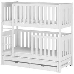 Kids Collective Etagenbett 90x200 cm mit Schublade in weiß , Weiß , Holz , 90x200 cm , Babymöbel & Kindermöbel, Kinderzimmer & Jugendzimmer, Stockbetten