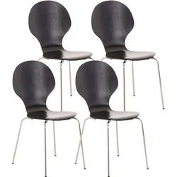 CLP Besucherstuhl 4er Set Holz schwarz , Schwarz , Metall , 43x86x45 cm , Büromöbel, Bürostühle, Besucherstühle