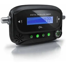 CSL Satfinder digitaler Satellitenfinder mit Pegelskala & akustischem Signalton, Satelliten Finder Messgerät, LCD Display schwarz