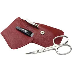 ERBE Maniküre-Etui Siena, 3 tlg., Hochwertiges Lederetui mit präzisen ERBE Solingen-Werkzeugen. rot