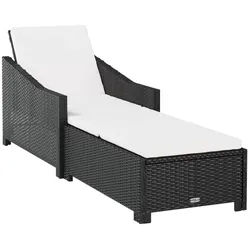 vidaXL Gartenliege, Sonnenliege mit Cremeweißer Auflage Poly Rattan Schwarz
