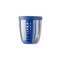 Mepal Ellipse Fruitpot ellipse, inkl. Edelstahlgabel, 600 ml, Aufbewahrungsbox mit herausnehmbaren Abtropfsieb und gewölbtes Bodendesign, Farbe: vivid blue