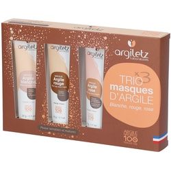 arigletz Trio Tonmasken weiß, rot & rosa Tonerde