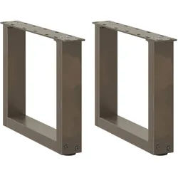 vidaXL Couchtischbeine U-Form 2 Stk. Naturstahl 40x(30-31) cm Stahl