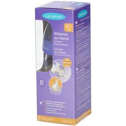 Lansinoh® mOmma® Glas Weithalsflasche NaturalWave® Sauger langsamer Milchfluss