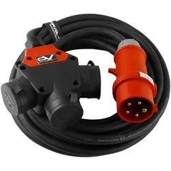 CEE Verlängerungskabel 25m mit SCHUKO 3-Wege Kupplung 3x230V 5x1,5mm2 Doktorvolt® 2299