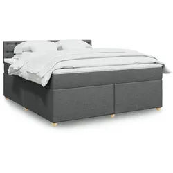 vidaXL Boxspringbett, Boxspringbett mit Matratze Dunkelgrau 180x200 cm Stoff