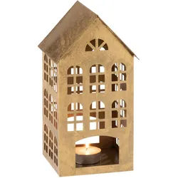 X-Mas Kerzenhalter , Goldfarben , Metall , 17x32.5x17.5 cm , zum Stellen , Dekoration, Kerzen & Kerzenhalter, Kerzenständer