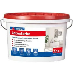 baufan® Latexfarbe Latex Farbe für Innen und Außen Dispersionsfarbe Weiß, Scheuerbeständig und strapazierfähig weiß