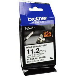 Brother P-Touch Schrumpfschlauch HSe-231E schwarz auf weiß 11,2mm x 1,5m