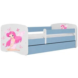 Raumhirsch Furniture Kinderbett Fee mit Schmetterlingen mit Schublade und Matratze 160/80 , Blau , Holzwerkstoff , Rechteckig , 80x160 cm , FSC 100% , Babymöbel & Kindermöbel, Kinderzimmer & Jugendzimmer, Kinderbetten