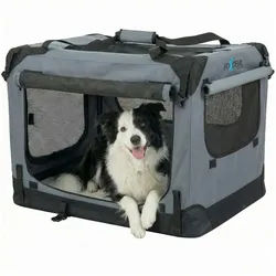 Xonic Hunde-Transportbox Foxdevil by xonic® Faltbare Hundebox / Transportbox (Grau, S) grau S | 52 cm x 34 cm x 34 cm