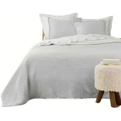 Douceur d ́intérieur Bettüberwurf mit Kissenbezügen Mylene 220/240 cm , Grau , Textil , 240x220 cm , Heimtextilien, Bettwäsche & Leintücher, Tagesdecken