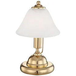 GLOBO LIGHTING Schreibtischlampe, Leuchtmittel nicht inklusive, Messing Tisch Leuchte Wohn Schlaf Zimmer Touch Schalter Glas Nacht