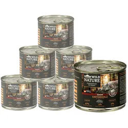 Dehner Wild Nature Unterholz Senior Wildschwein, 6 x 200 g / 400 g Dose Wildschwein, Nassfutter für: Katze, Nassfutter für ältere Katzen, getreidefrei / zuckerfrei
