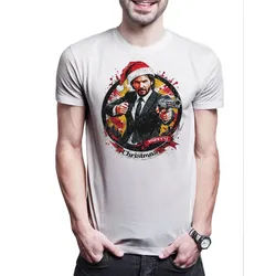 Urban Backwoods Print-Shirt Merry John Christmas Herren T-Shirt Happy Santa X-Mas Claus Wick (1-tlg) Weihnachten Weihnachtsmann Nikolaus Winston weiß XS