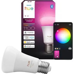 Philips Hue LED-Leuchtmittel White and Color Ambiance 1100lm smarte Lampe, E27, 1 St., Farbwechsler, Vollspektrumlicht 1000K-20000K weiß