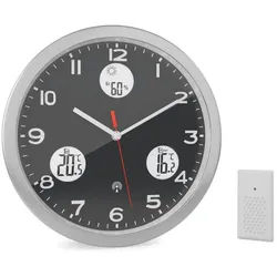 Mebus Wecker 13149 Funk Wanduhr schwarz|silberfarben