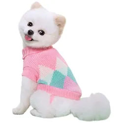 Refttenw Hundejacke Haustier Hund Strickpullover, Wintermantel, Revers rosa S