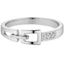 Silberring BRUNO BANANI "Schmuck Geschenk Fingerring mit Gürtelschnallen-Optik" Gr. 56, silberfarben, kristallweiß, Fingerringe, Damen, 56, Silber 925 (Sterlingsilber), 2,8mm, Silberring, mit Zirkonia (synth.)