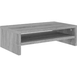 vidaXL Monitorständer mit Ablagefach 42/24/13 cm aus Holzwerkstoff in Grau Sonoma Dekor , Silbereichenfarben , Strukturbuche , Rechteckig , 42x13x24 cm , Büromöbel, Schreibtische, Schreibtischzubehör