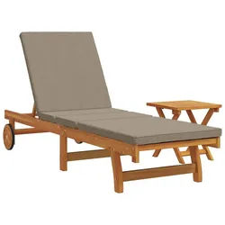 vidaXL Gartenliege Sonnenliege 1-Person 2 pcs Braun Massivholz, 2 St.