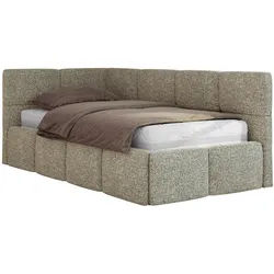 MKS Jugendbett Arvo 90/200 - Grau Strukture - ohne Matratze - Links Seite , Textil , Rechteckig , 90x200 cm , Oeko-Tex® , Babymöbel & Kindermöbel, Kinderzimmer & Jugendzimmer, Kinderbetten, Kinderbetten & Jugendbetten