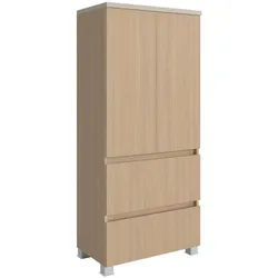 Xora Midischrank , Eichefarben, Sandfarben , Holzwerkstoff , 2 Fächer , 2 Schublade(n) Schubladen , 60x131x35 cm , Made in Germany , hängend, stehend , Badezimmer, Badmöbel, Midischränke