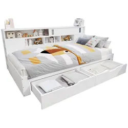 Okwish Kinderbett 90/200 cm mit Stauraum und Schubladen aus MDF Weiß , Holzwerkstoff , 90x200 cm , Babymöbel & Kindermöbel, Kinderzimmer & Jugendzimmer, Kinderbetten